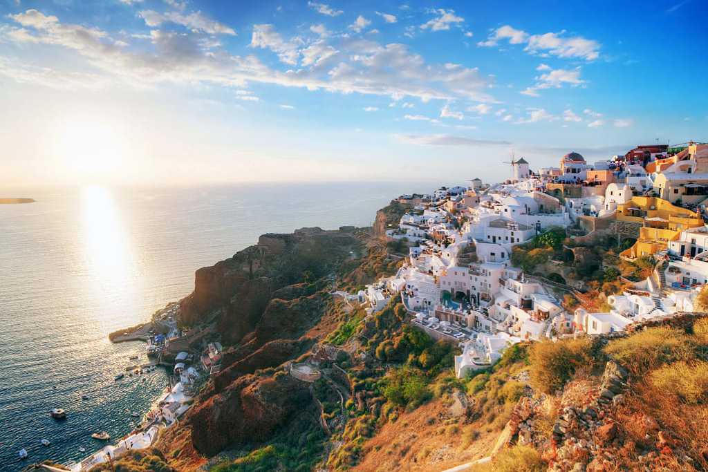 The town Oai on the Caldera of Santorini, Greece.