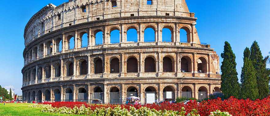 Family at the Roman Colosseum in Italy