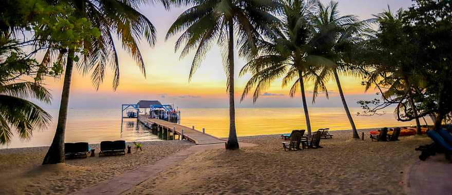 Sunset at Hopkins beach in Belize 