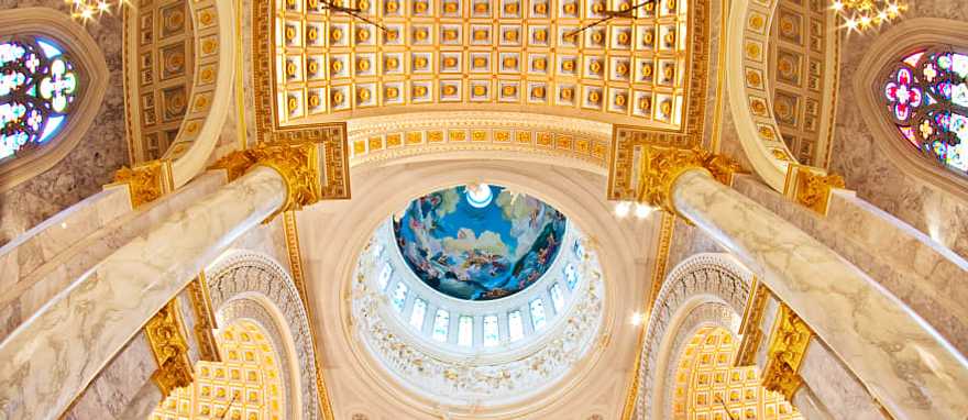 The dome ceiling inside Santa Maria del Fiore in Florence, Italy. The dome ceiling inside Santa Maria del Fiore in Florence, Italy.