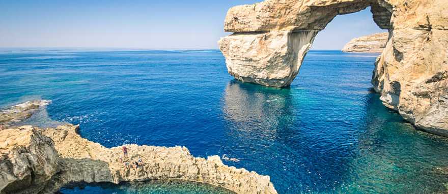 Azure waters of Goza Island in Malta