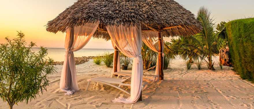 A Zanzibar beach at sunset.