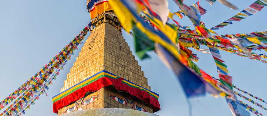 Boudhanath Stupa with prayer flags in Kathmandu, Nepal. Boudhanath Stupa with prayer flags in Kathmandu, Nepal.