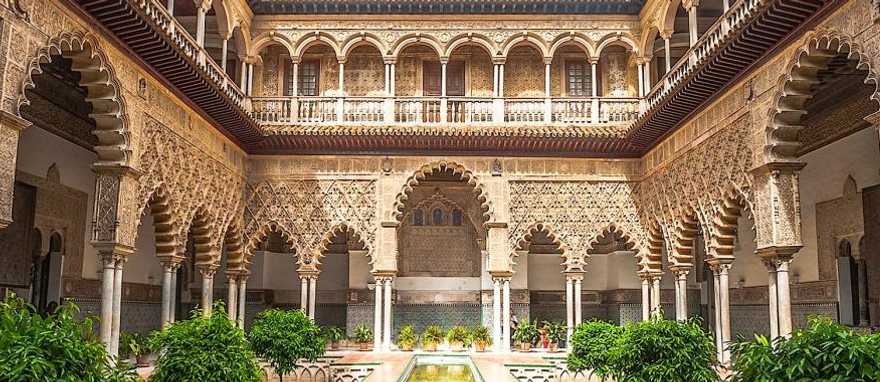 Patio of the Royal Alcazar of Seville, Spain. Patio of the Royal Alcazar of Seville, Spain.
