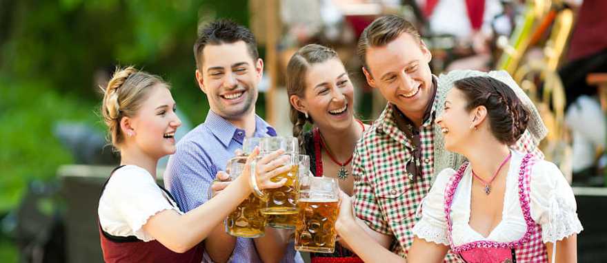 Oktoberfest in Germany Friends celebrating at Oktoberfest in Germany