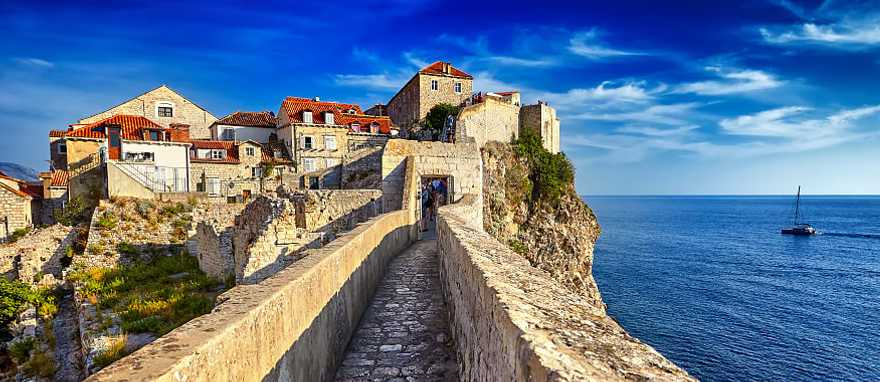 Old Town roofs and city wall of Dubrovnik, Croatia.