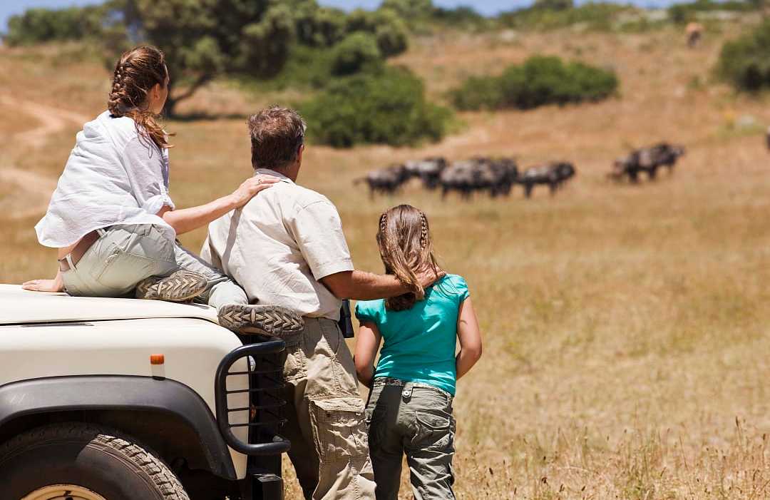 Family on a Safari in South Africa.
