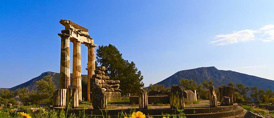 Temple ruins in Delphi, Greece. Temple ruins in Delphi, Greece.