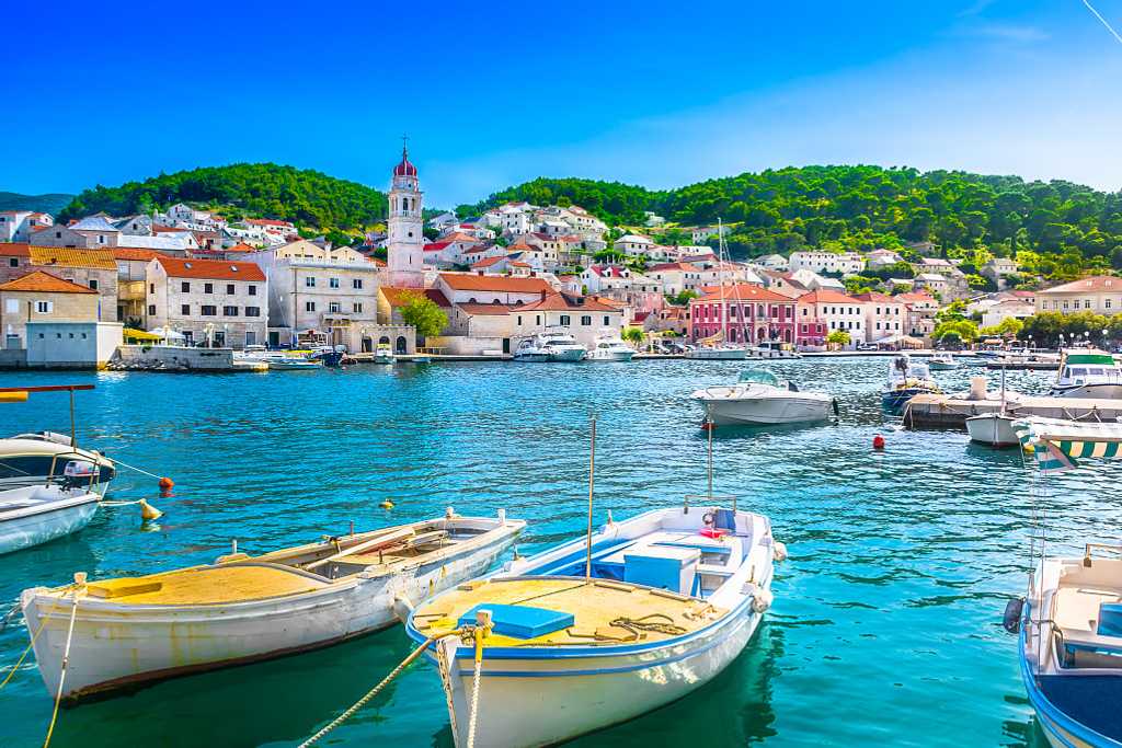 Summer in Pucisca village on the island of Brač, Croatia