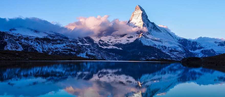 Matterhorn in the early morning with reflection in Zermatt, Switzerland