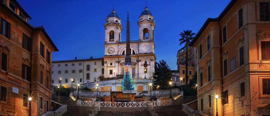 Christmas tree on the Spanish Steps in Rome, Italy