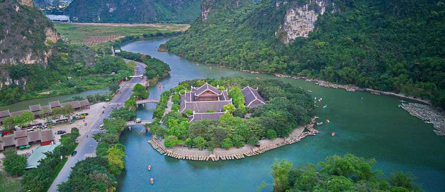  Pagoda in the center of Trang An in Ninh Binh, Vietnam