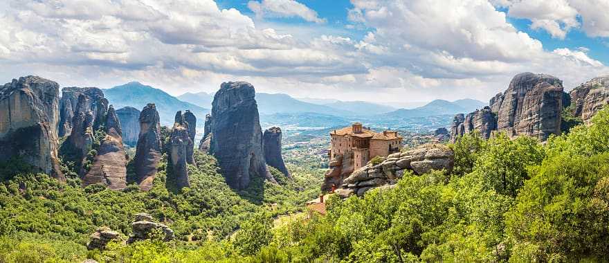 Monastery on rock formations in Meteora, Greece