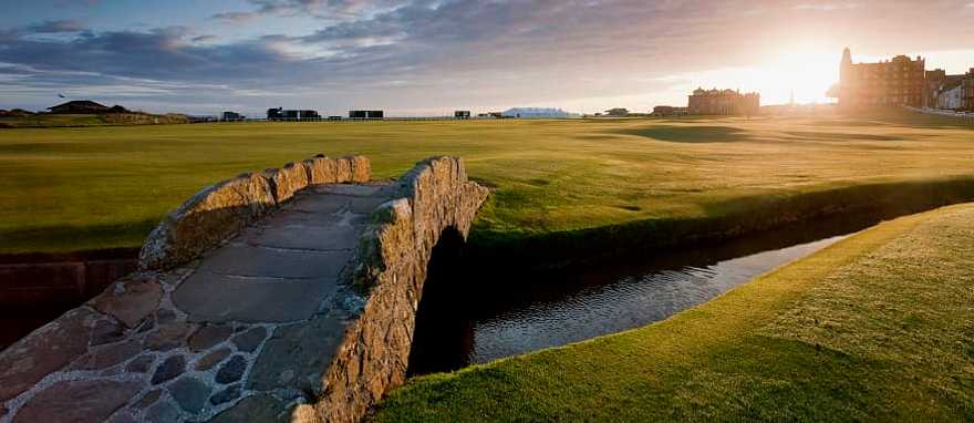 18th Fairway of the Old Course at St Andrews Golf Club. Photo courtesy of Photo courtesy VisitScotland / Paul Tomkins The Swilcan Bridge on the 18th Fairway of the Old Course, St. Andrews, Scotland. Photo courtesy VisitScotland / Paul Tomkins