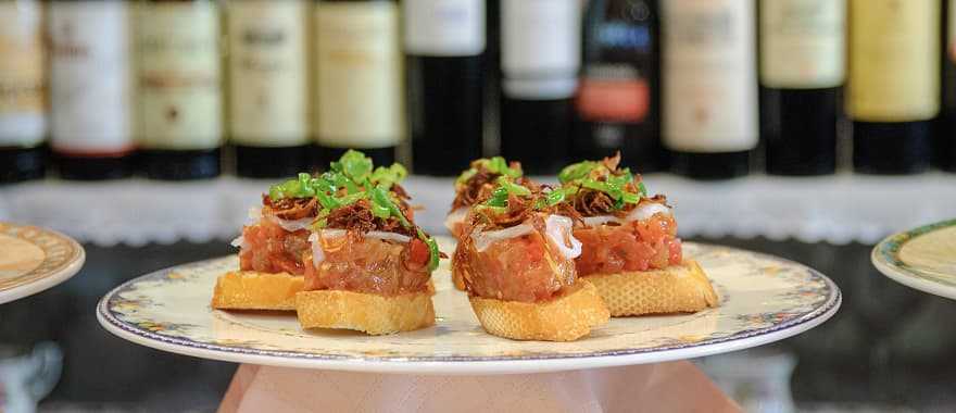 Pinchos and wine in San Sebastian, Spain