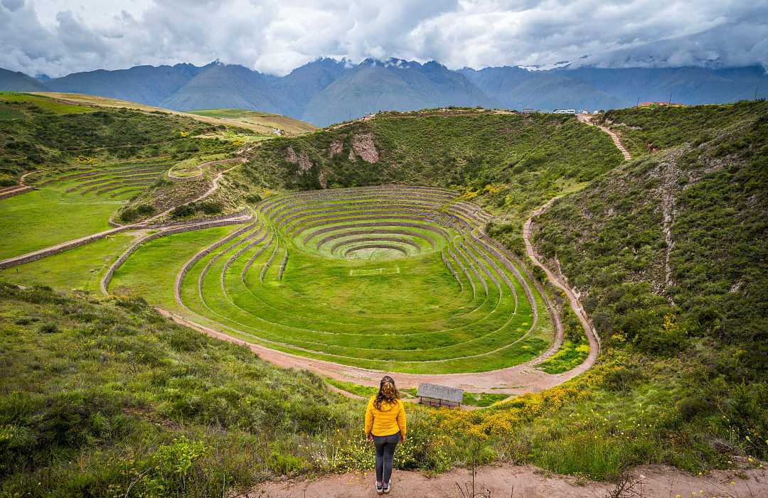 Ancient circular terraces at Moray, Sacred valley, Peru