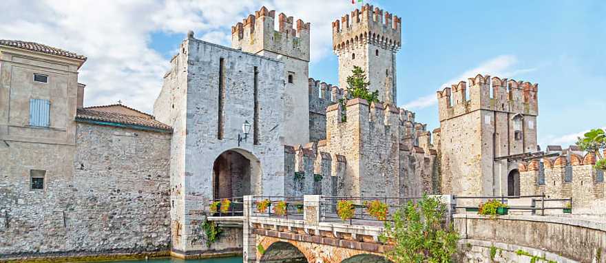 13th century Scaliger castle in Sirmione on Lake Garda near Verona, Italy