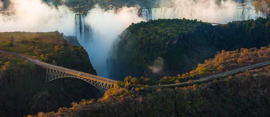 Zambia and the Cape: Vic Falls, Private Safari, Nature and Culture An aerial view of the Victoria Falls