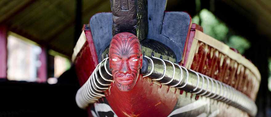 Carved canoe, Maori culture, New Zealand