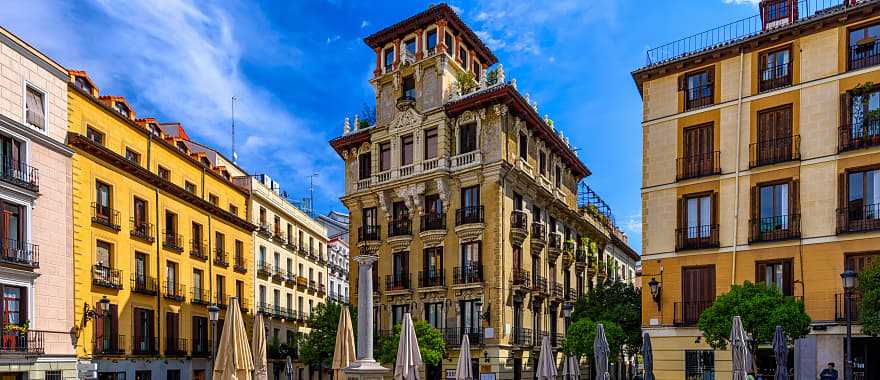 View of the old square in Madrid, Spain