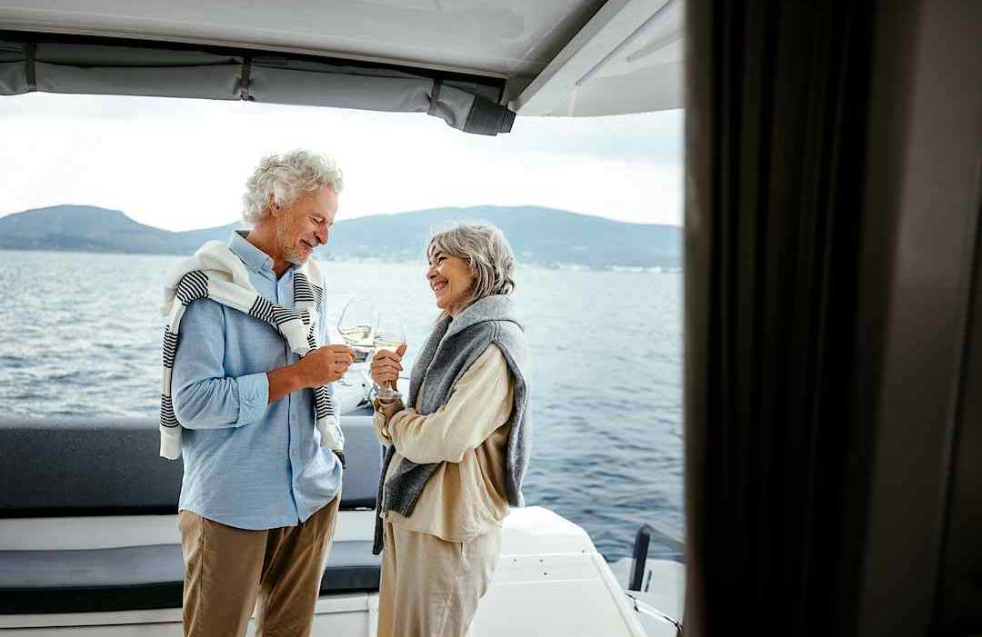 Couple enjoying a sailing trip in Greece. Couple enjoying a sailing trip in Greece.