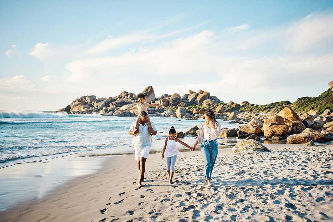 Family at the beach in South Africa.