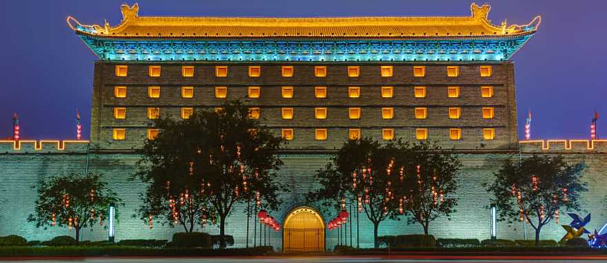 Fortress in old town Xian, China. Fortress in old town Xian, China.