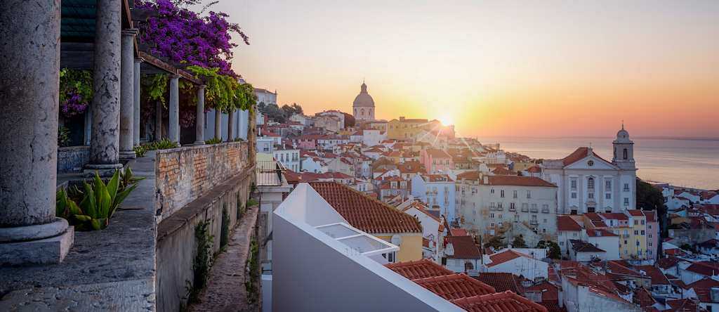 View of Lisbon at sunset, Portugal.