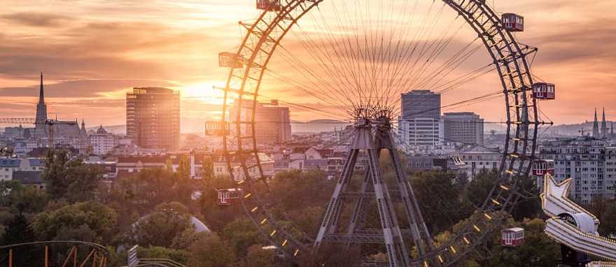View over the Prater with the Ferris Wheel and Skyline, Vienna, Austria View over the Prater with the Ferris Wheel and Skyline, Vienna, Austria