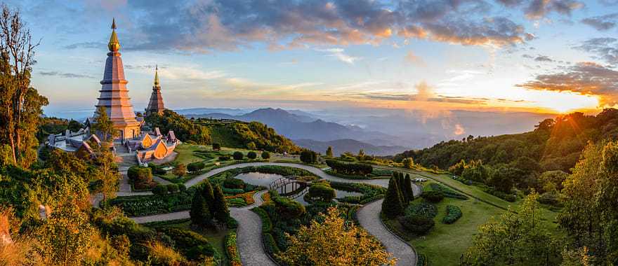 Pagodas  at Doi Inthanon National Park, Chiang Mai, Thailand