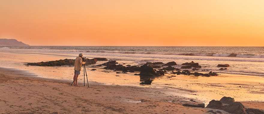 Sunset at the Galapagos in Ecuador. 