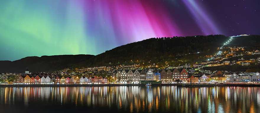 Northern lights over Bergen, Norway Northern lights over Bergen, Norway