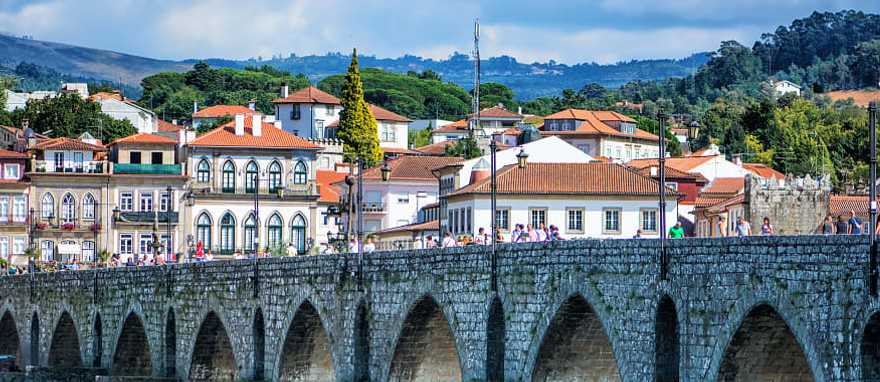 Riverside of Ponte de Lima village in Portugal.