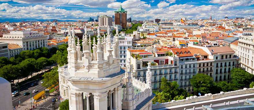 Madrid, city view from the Cibeles Palace, Spain