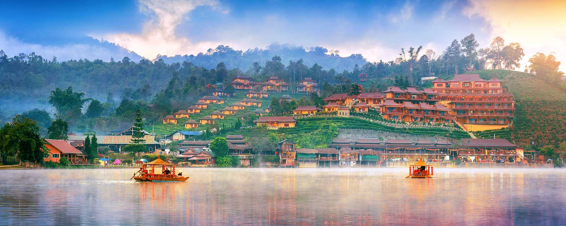 Boat at Ban Rak Thai village in Mae Hong Son Province, Thailand