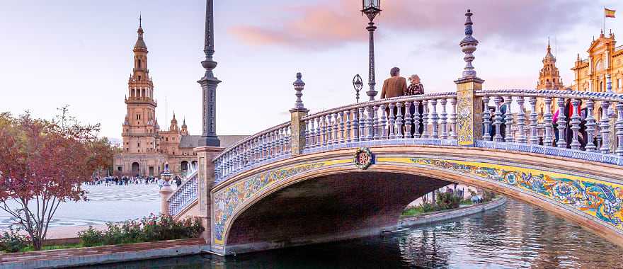 Plaza de España in December, Seville, Spain