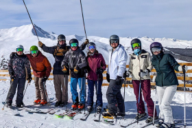 Zicasso staff skiing at a mountain resort