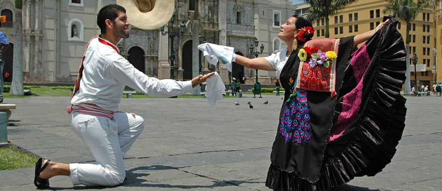 Peruvian dancers in their traditional clothes Peruvian dancers in their traditional clothes