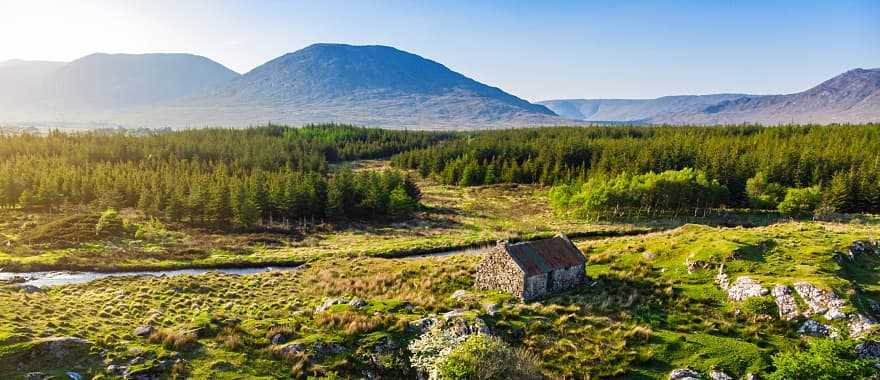 Sunset over the Connemara region in Ireland.