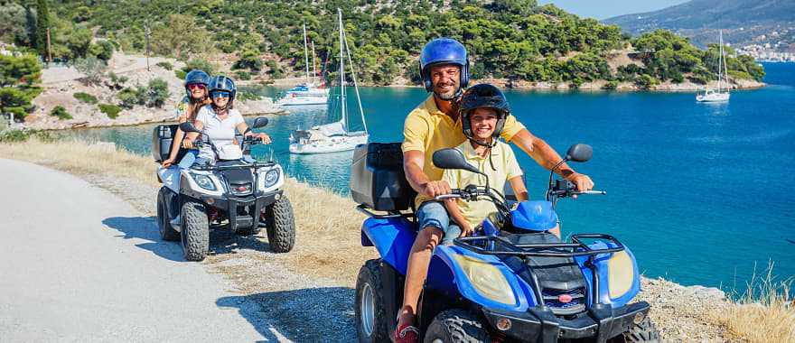 Family on ATV tour in Greece