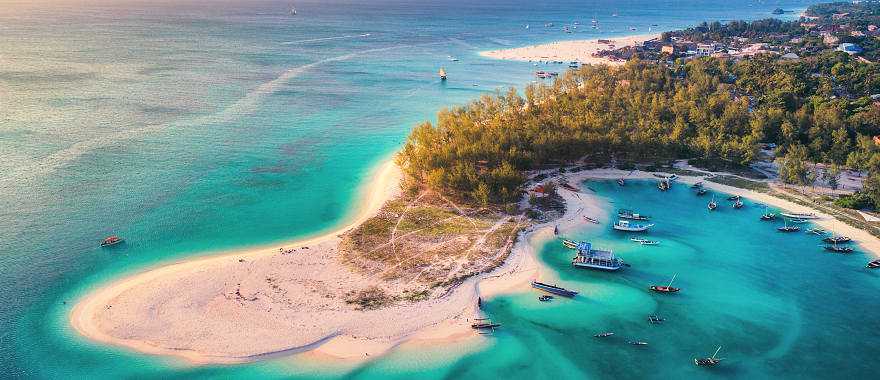 Aerial view of  a beach in Zanzibar, Tanzania