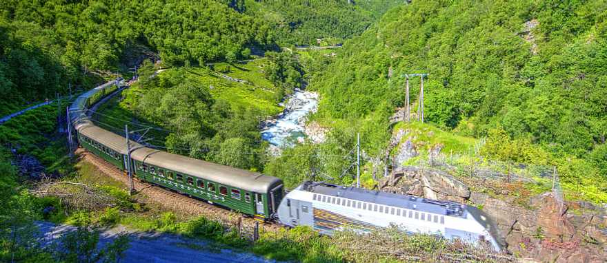 Flam railway in Aurland, Norway Flam railway in Aurland, Norway