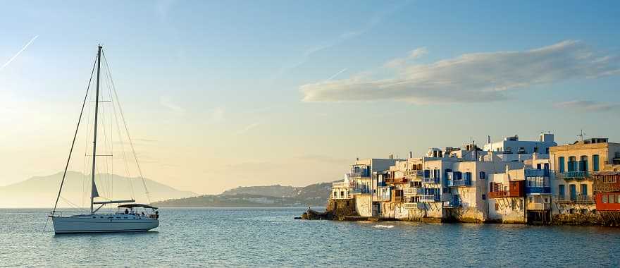 Sailboat in Mykonos, Greece