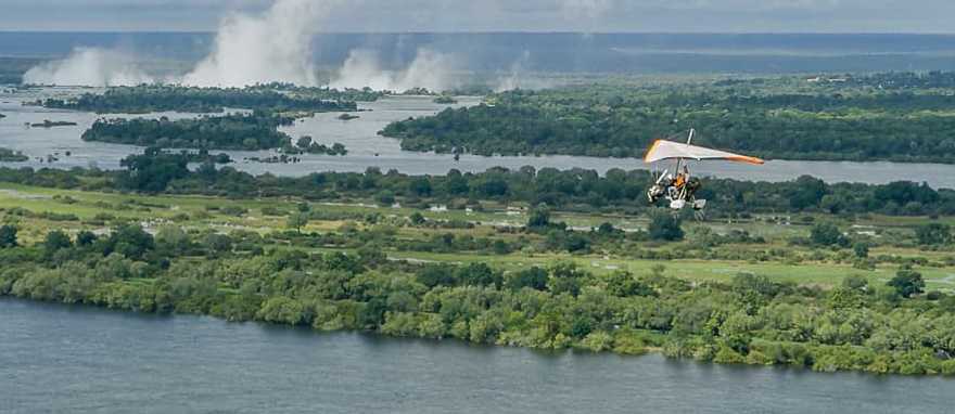 Microlight flight over the Zambezi river in Zambia