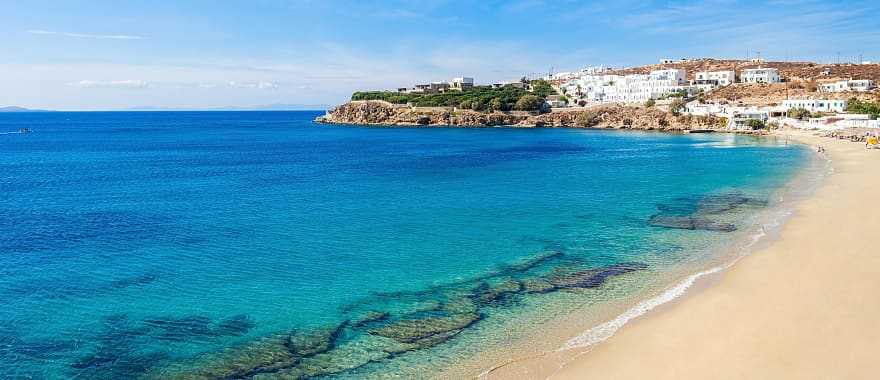 Agios Stefanos beach on the Mykonos island, Greece