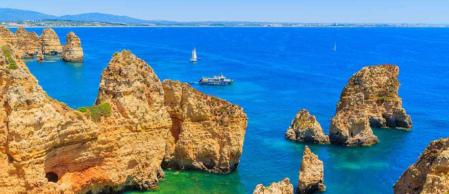 Boats on the water at Ponta da Piedade in Portugal.