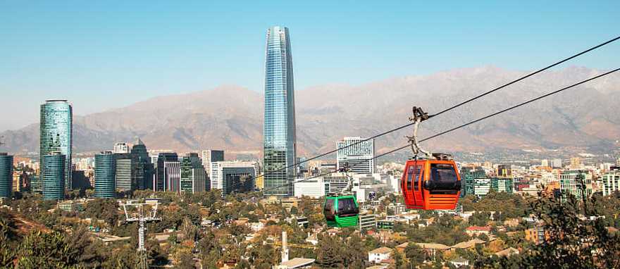 Cable car on San Cristobal Hill, Santiago, Chile Cable car on San Cristobal Hill, Santiago, Chile