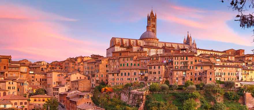 Siena at sunset in Italy