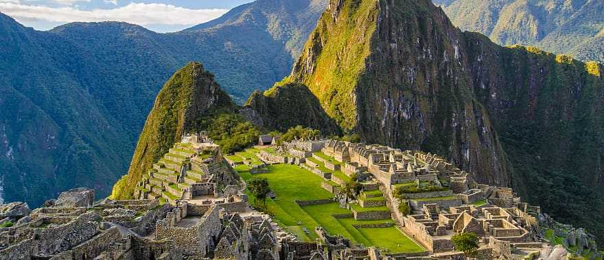 View of the ancient city of Machu Picchu in Peru