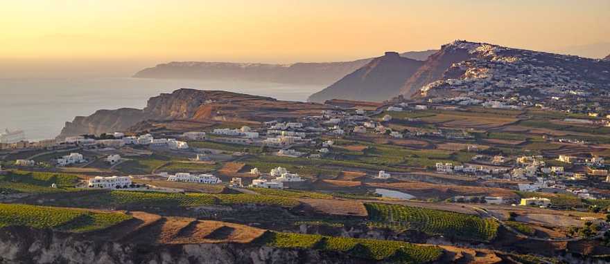 Stunning Highlights of Greece Tour-Santorini Vineyards and countryside on Santorini island in Greece